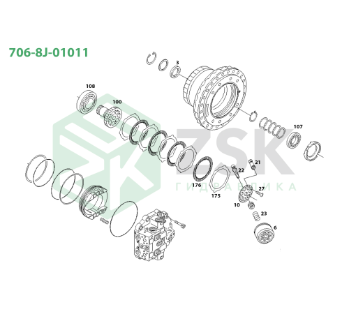 706-8J-01011 TRAVEL MOTOR Распределитель M