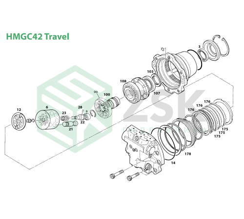 HMGC42 TRAVEL MOTOR Поршень із шатуном 28x105.6