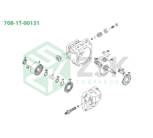 708-1T-00131 MAIN PUMP Блок цилиндров 100x69.5