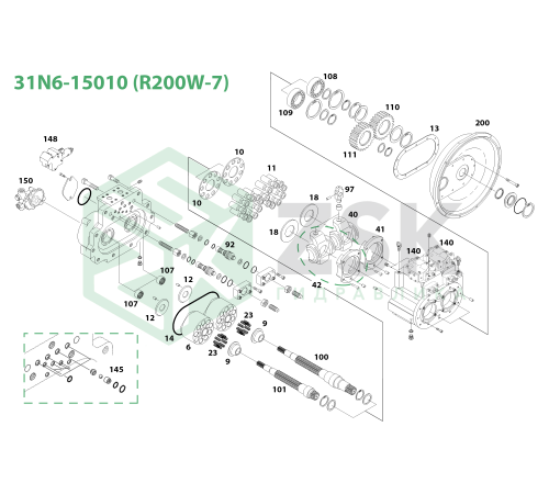31N6-15010 MAIN PUMP (R200W-7) Поршень с башмаком 24x84