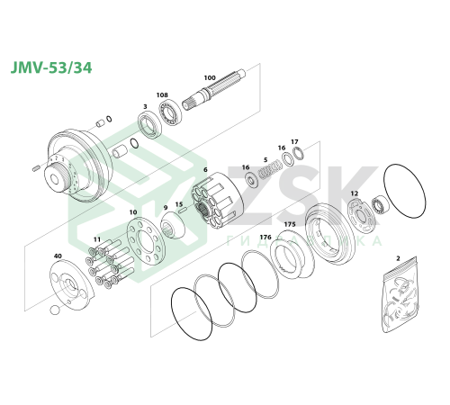 JMV-53/34 (6-8T TRAVEL MOTOR) Прижимная пластина