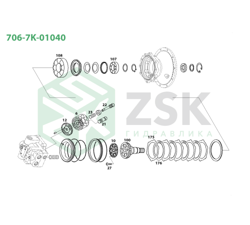 706-7K-01040 SWING MOTOR PC450 Прижимная пластина