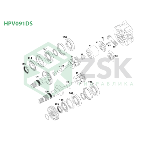 HPV091DS MAIN PUMP Блок цилиндров 102x83