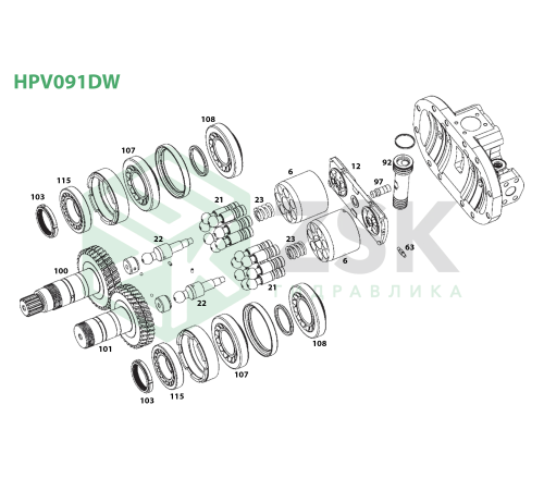 HPV091DW MAIN PUMP Распределитель R+R