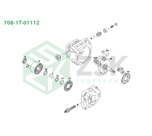 708-1T-01112 MAIN PUMP Блок цилиндров 100x69.5