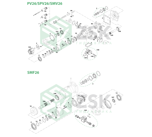 PV26 SPV26/227 SMF26/227 Ущільнення валу