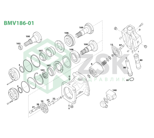 BMV186-01 Поршень с шатуном 28x127.5