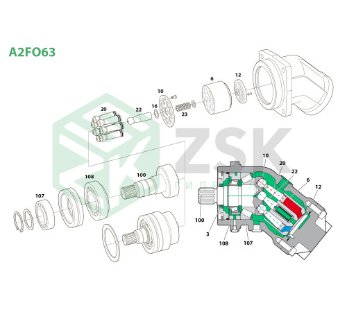 A2FO63 Поршень с кольцами 17.8x72.2