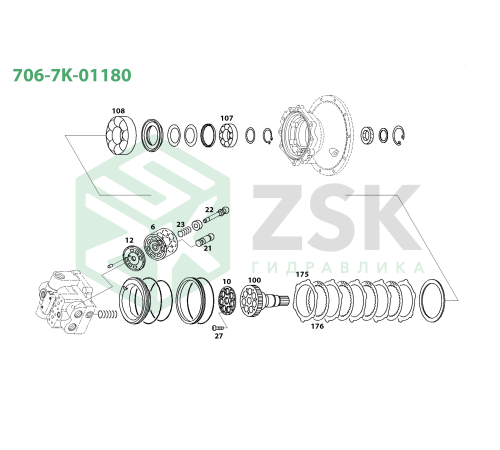 706-7K-01180 SWING MOTOR Распределитель M