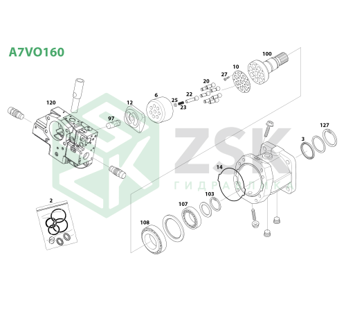 A7VO160 Блок цилиндров 123x79