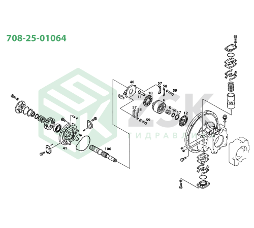 708-25-01064 MAIN PUMP (HPV90+90) Серво поршень (задний)