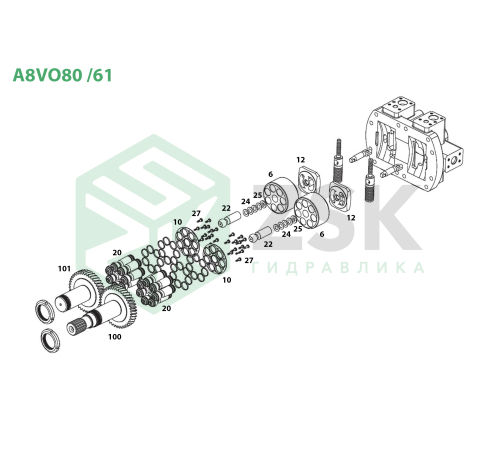 A8VO80 /61 Блок цилиндров 98x61.5