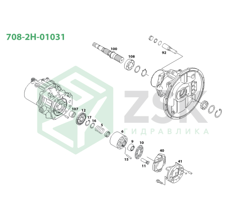708-2H-01031 MAIN PUMP (HPV165) Блок цилиндров 146x128.7