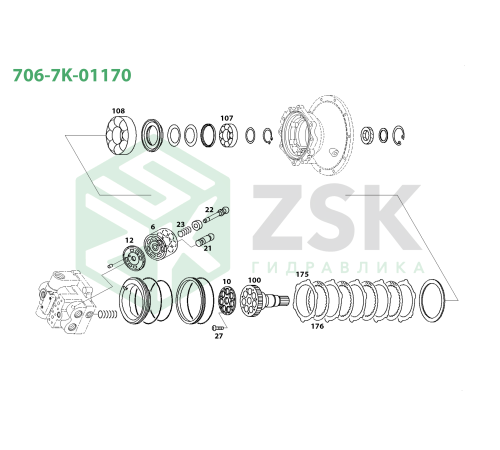 706-7K-01170 SWING MOTOR Распределитель M
