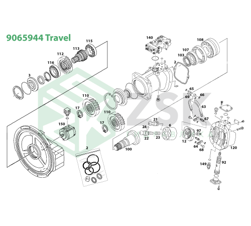 9065944 TRAVEL MOTOR Блок цилиндров 108x83