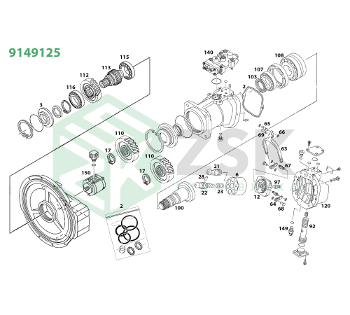9149125 TRAVEL MOTOR Поршень із шатуном 28x105.6