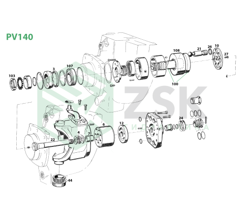 PV140T Поршень з шатуном 24.95x120
