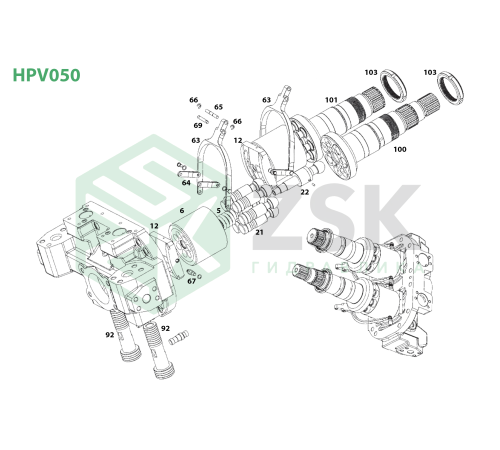 HPV050 MAIN PUMP Палец поршня