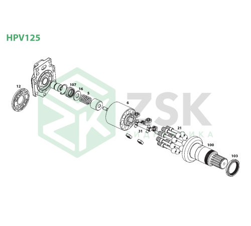 HPV125 MAIN PUMP Поршень с шатуном 19.5x103.6