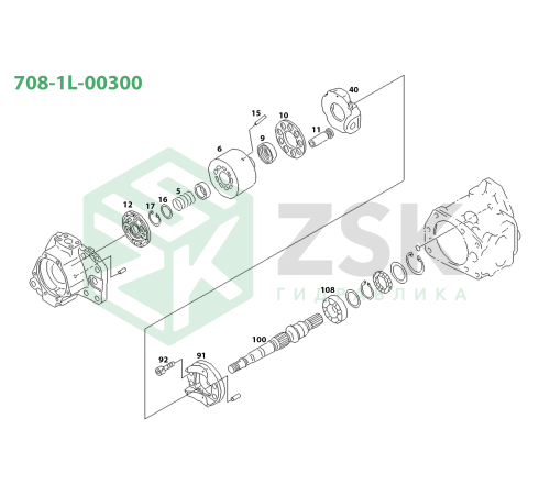 708-1L-00300 MAIN PUMP (HPV95) Поршень с башмаком 23.2x80.2