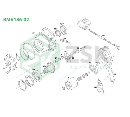 BMV186-02 Поршень с шатуном 28x127.5