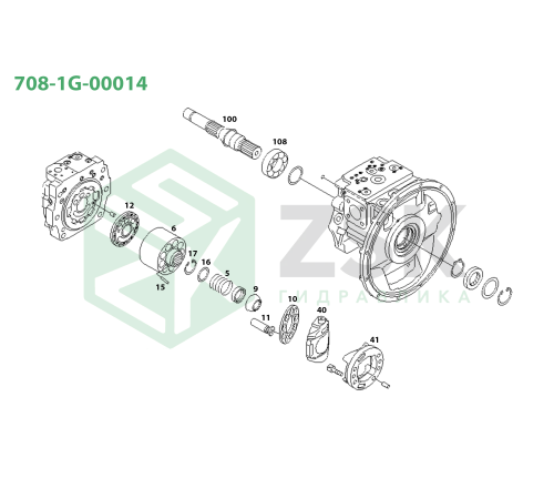 708-1G-00014 MAIN PUMP (HPV140) Блок цилиндров 137.5x114.8