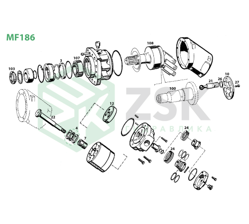 MF186 Поршень с шатуном 28x127.5