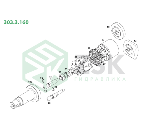 303.3.160 Поршень с шатуном 28.7x122.8
