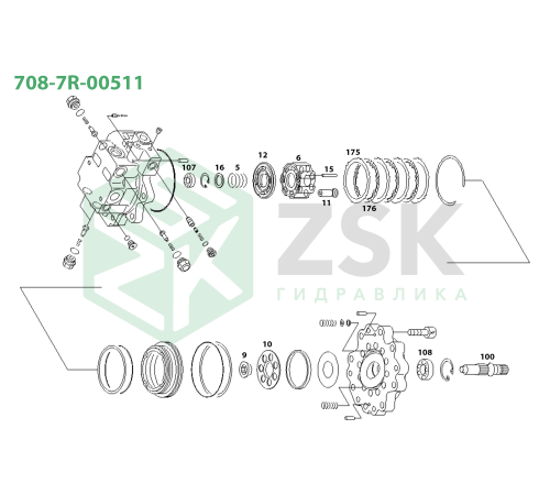 708-7R-00511 SWING MOTOR Пружина блоку