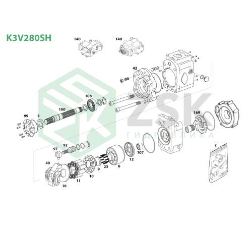 K3V280SH Блок цилиндров 180x157.5