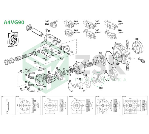 A4VG90 Комплект уплотнений с манжетой 50x80x7