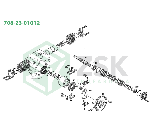 708-23-01012 MAIN PUMP (HPV55+55) Блок цилиндров 101.85x89.4