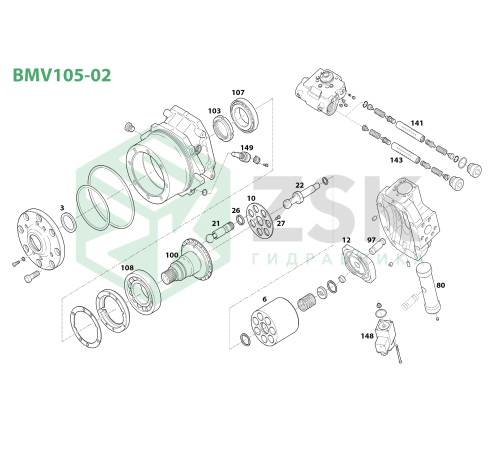 BMV105-02 Поршень с шатуном 22x110