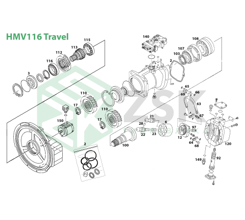 HMV116 TRAVEL MOTOR Поршень с шатуном 26x99