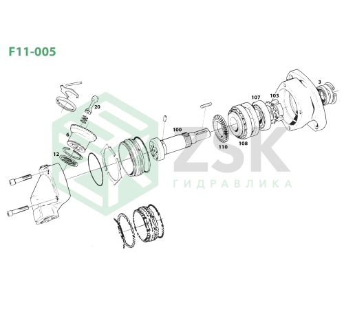 F11-005 Ведущий вал d18 L124 d39 (Шпонка)