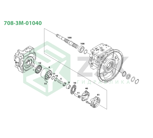 708-3M-01040 MAIN PUMP (HPD71) Блок цилиндров 137.5x114.8