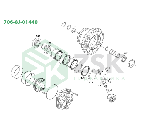 706-8J-01440 TRAVEL MOTOR Втулка